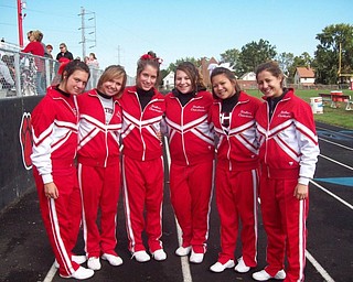 (CHEERLEADING) The Junior-Varsity Cheerleaders of Struthers gather together after defeating the Salem Quakers 35-0 at the Struthers Stadium. The squad consists of Gianna Sansone, Sadie Noling, Kaylee Moore, Nicole Melia, Sabrina Lancey, and Alissa Belasco.

