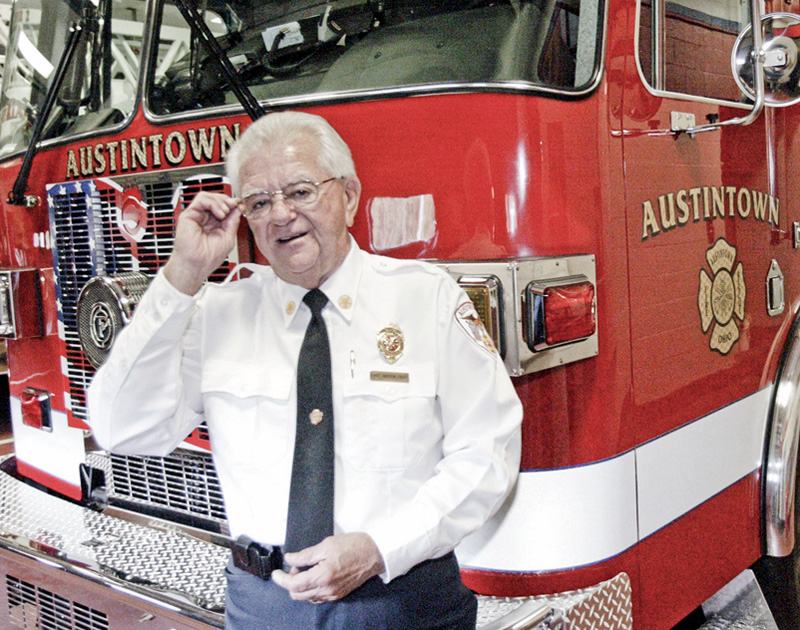 Austintown Fire Chief Andy Frost with the Dept.'s new truck.