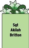 Sgt Akilah Britton
DCO 6-101
TF Shadow
APO AE 09354
Stationed in Afghanistan.
Former Akilah D. Perkins; 1999 graduate of Wilson High School.