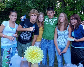 Canfield and Western Reserve students Kerry, Brian, Leanna, Tom, Alyssa and Machael enjoy a birthday celebration. Photo from Lana VanAuker of Canfield.