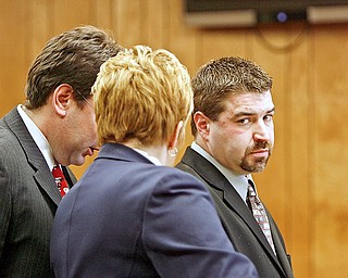 Steve Croley pleads to animal cruelty and other charges at Youngstown Municipal Court - with him is prosecutor Jay Macejko and his attorney Heidi Hanni.