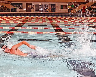 Connor Obradovich (14) of Cortland swims at YSU Natatorium for an all night Boyscout troop Lock-in Saturday December 27, 2008