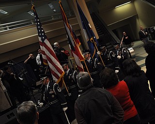 An honor guard presents the colors at the opening ceremonies of First Night Youngstown 2009