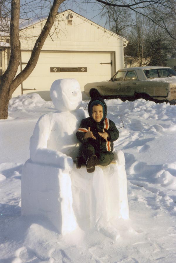 Eugene Magalotti of Hubbard sent a shot of his grandson, James Victor Frank, on the lap of a Lincoln Memorial statue that he had fun building out of snow. Magalotti allows as how this shot was taken "a few years back."