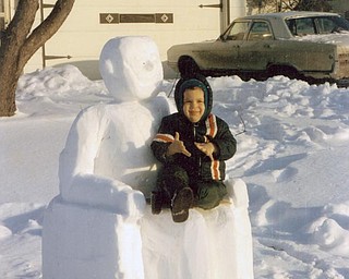 Eugene Magalotti of Hubbard sent a shot of his grandson, James Victor Frank, on the lap of a Lincoln Memorial statue that he had fun building out of snow. Magalotti allows as how this shot was taken "a few years back."
