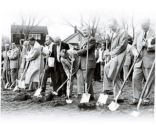 GROUNDBREAKING: City leaders and members of the Youngstown Playhouse break ground on the theater off Glenwood Avenue in April 1958.