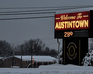 Austintown's welcome sign greets winter weather travelers