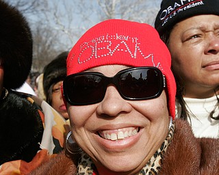 Kittie Monroe of Youngstown sports an Obama hat during inaugural activities.