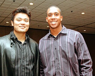 IT'S TRIBE TIME NOW: Cleveland Indians outfielders Shin-Soo Choo and Michael Brantley discussed teh team's prospects during the Tribe Caravan on Tuesday at Antone's in Boardman.
