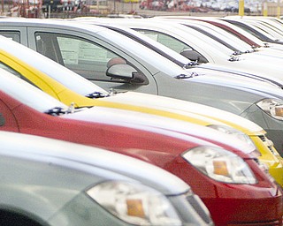 Cars Stack up at the Lordstown Ohio plant as the third shift gets canceled