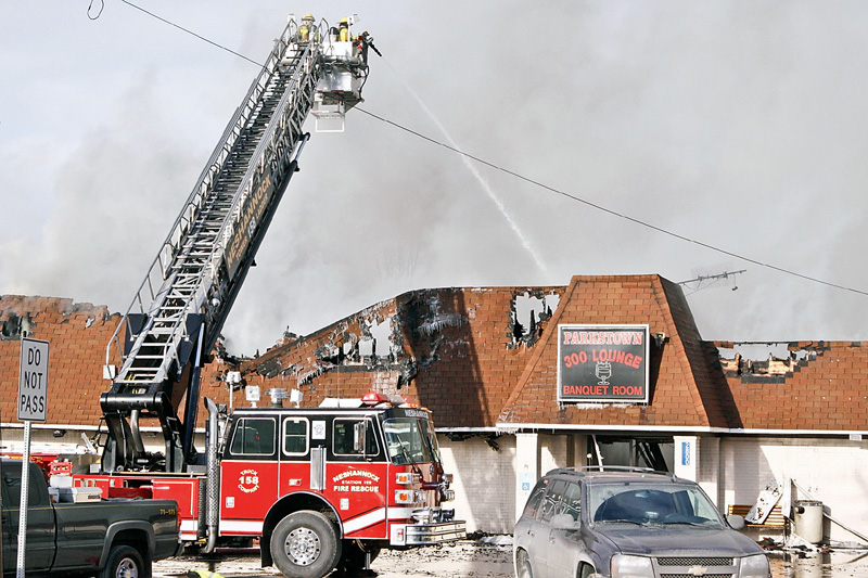 Parkstown Lane goes up in flames; This is the back right side of the building,  