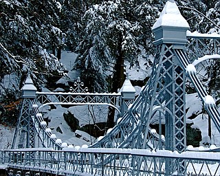 Mill Creek Park's "Cinderella bridge" offers an entrance to Dan Shields' winter wonderland.