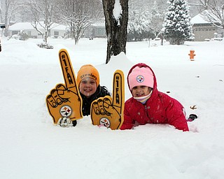 Siblings Jimmy and Cami Goske of Boardman show their Steeler pride in the cold!
I