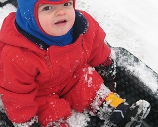 James Geoge Lipjanic, 18 months, on his first sled ride in 2009.