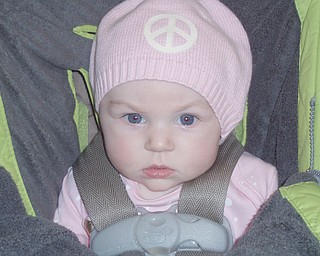 Sophia Angeline Sidon, 4 months, daughter of Shannon O'Hara Sidon, is ready for winter - and peace.