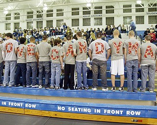 Poland freshman basketball player Mitch Dinopoulos who is undergoing chemotherapy and radiation treatments was honored during " Mitch Night" at the Feb. 13, 2009 Poland vs Beaver Local basketball game.