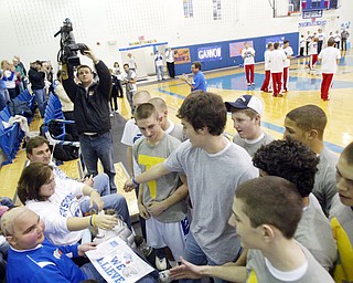 Poland freshman basketball player Mitch Dinoupolos who is undergoing chemotherapy and radiation was honored during " Mitch Night" at the Feb. 13, 2009 Poland vs Beaver Local basketball game.