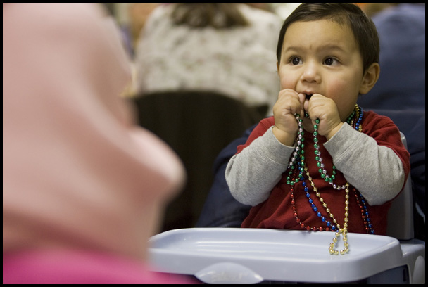 2.24.2009
Louie Galioto-Perez, 1 of struthers, plays with beads during a Mardi Gras celebration at Faith Community Church on Midlothian Ave in Youngstown, Ohio Feb. 24, 2009.
Geoffrey Hauschild