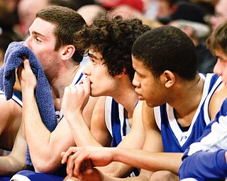 David White of Poland wipes his face during the fourth quarter of the division II semifinals game against the Chillicothe Cavaliers at the Schottenstein Center Thursday afternoon.