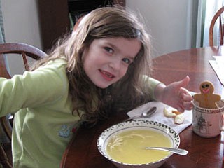 Adrienne Deak of McDonald says daughter GILLIAN, 7, lost her two front teeth right before Christmas in 2008. She added that the gingerbread man lost his two legs after lingering in the hot cocoa a little too long.