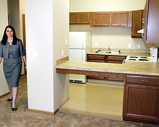 Heather Knoske, manager of The Manor at Howland Glen is shown on one of the units at the soon to open complex. The Manor at Howland Glen is an apartment community for people 62 and older. It is owned by Lutheran Housing Services of Howland, a partnership of Shepherd of the Valley, Lutheran Social Services of Northern Ohio and St. Luke Luke’s Lutheran Community. The facility officially opens Friday, April 17.