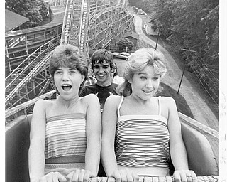 Aug. 27, 1983: teens ride the Wild Cat rollercoaster in Idora Park in Youngstown, OH.