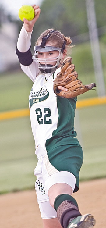Ursuline's Casey Lower (22) pitches to Champion at Friday's game in Lisbon, May 22, 2009.
