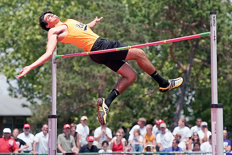 Crestview's Jakob Leon wins the boys Division III High Jump competition by clearing a height of 6'10'' at Jesse Owens Memorial Stadium in Columbus on Friday afternoon.