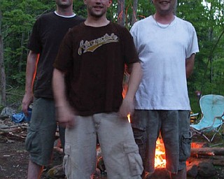 The BASH brothers — Jackie, Chris and Craig — are “bashing” a fishing trip at the family camp in Pennsylvania over Memorial Day weekend. Grandma Barb Bradford took the picture.
