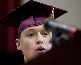 6.7.2009
Jon Dale Gluckner II joins his fellow graduates in singing the school's Alma Mater during Boardman's commencement ceremony at Boardman High School on Sunday afternoon.
Geoffrey Hauschild