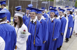 Poland HS grads line up outside the fieldhouse for Sunday commencement ceremony.