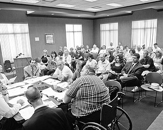 The proposed fire training center is discussed at Poland Township Government Center.