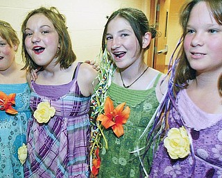 Canfield Middle School students, from left to right, Angela Paterchak, Alania Fuller, Bridget Griffin and Jess Paterchak sing "Love Story" during Tuesday talent show at the school.