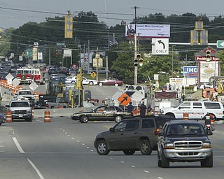 BOARDMAN — Emergency crews shut down about 1,000 feet of U.S. Route 224, west of South Avenue this afternoon after a construction crew punctured a gas line.