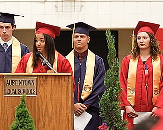 Jena Baun at podium with her fellow Valedictorians of Austintown Fitch High School's Class of 2009, L-R in back, Kayla Schindler, Mark Radetic, Nicholas Mancuso, Theresa Izzo and Ashley Guittar, Sunday June 14, 2009
Lisa-Ann Ishihara