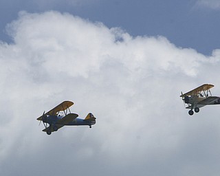 a fly over of bi-planes accompanied the - the MVPA 2009 Transcontinental Motor Convoy arrives in East Palestine Monday afternoon - robertkyosay