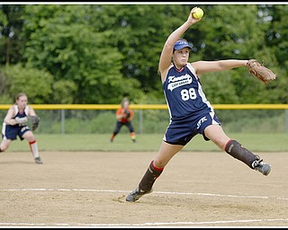 6.16.2009
JFK's Rachel Pico (88) pitches at Candlelite Knolls in Bazetta Ohio on Tuesday afternoon.
Photo by: Geoffrey Hauschild