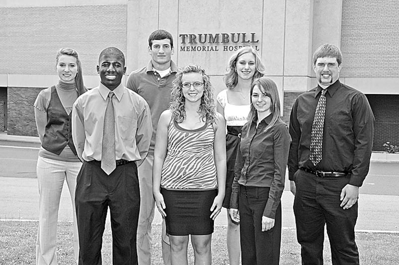 MEMORIAL: The recipients of the Robert L. Stauter Memorial Scholarship (front row, left to right) are Anthony C. Nwankwo of Youngstown, Shelby A. Nelson of North Bloomfield, Amy L. Seagraves of Warren, and (back row) Ashley M. Yassall of Brookfield, Daniel J. Anderson of Salem, Emily Mrvos of Hartstown, Pa., and Michael J. Finch of Cortland. Not pictured is Lauren M. Devereaux of Fonda, Iowa.

