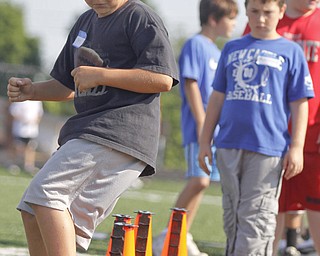 Danny Lowther (10) of Brunswick participates in an exercise to test his agility during Cardinal Mooney Camp of Champions at the football field, Monday June 29, 2009

Lisa-Ann Ishihara