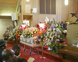 Youngstown School Superintendent Dr. Wendy Webb speaks during funeral of Edna Pincham Wednesday at Third Baptist Church in Youngstown.