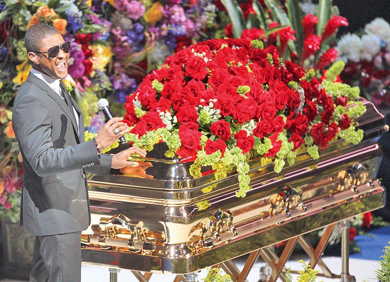Usher performs Tuesday at Michael Jackson's funeral service at the Staples Center.