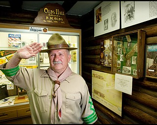 7.16.2009
Bill Moss, dressed as Robert Baden-Powell, the founder of the Boy Scouts, poses for a portrait in his museum of Boy Scout memorabilia that was recently completed at Camp Stambaugh.
Geoffrey Hauschild
