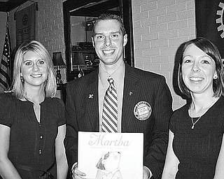 Special to The Vindicator
INFORMATIVE: Austintown Rotary Club was briefed on a Passport to Prizes fundraiser during its noon meeting July 13 at the Saxon Club. Shown with Rotary President Brian Laraway are, from left, Shanna Glenellen and Kelly Kiraly, members of the Junior League of Youngstown, which is sponsoring the fundraiser. Proceeds from the event will be used to support key community projects sponsored by the league. Tickets for the Passport to Prizes raffle are $10. Prizes include $1,500 cash, a Golfland gift package valued at $1,000, and a Sportsburg gift package worth more than $1,000. The winning tickets will be drawn Oct. 10.                               