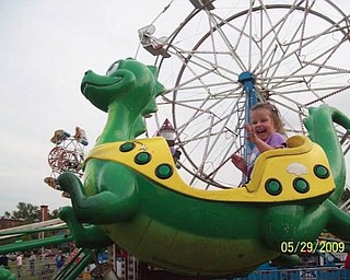 Mikayla Upright, 3, of Boardman is pictured at a festival in Westfield, Mass.