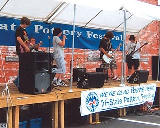 Performing at the East Liverpool Pottery Fesitval on June 19 were high school students, from left, Tony Wade, Garrett Lyle, Zack Taylor, Wayne Wells and Kyle Wade.