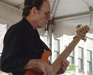 Jeff Bremer sitting in on bass for the Leonard Cohen Ensemble I at the Pig Iron Fest.