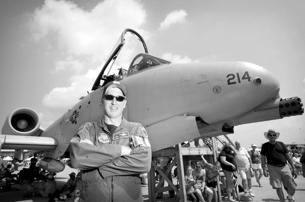 John O'Brien, an alumni of Cardinal Mooney, stands before his A-10 Warthog as a member of the 103 Fighter Squadron from the Willow Grove Naval Air Reserve Station in Philadelphia PA, during the Thunder Over the Valley Air Show on Sunday afternoon.Geoffrey Hauschild