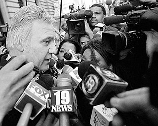 Congressman James A. Traficant leaves the federal courthouse in Cleveland following the reading of his verdict. Guilty on all 10 counts was the decision made by the 12 jurors after a ten week trail and 24 hours of deliberation.