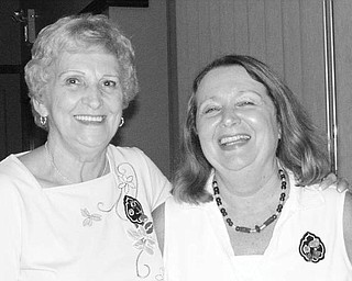 Special to The Vindicator
IN CHARGE OF SALE: The Youngstown Charter Chapter of the American Business Women’s Association met Aug. 18 at Rusty’s Restaurant for its monthly meeting. Speaker Beth Stanko talked about the area’s abundance of culture and noted numerous sites to visit. President Cathy Pokrivnak led the meeting, finishing plans for the annual fundraising event. “The Fashion Preview” will take place Sept. 20 at Mr. Anthony’s. Also the Ways & Means Committee was selected. Co-chairs Peg Broadwater, above, left, and Patty Coogan, above, right, will lead the annual nut and candy sale, which will take place this fall and through the holidays. Questions about Fashion Preview or nuts and candy sales should be directed to abwayocharterchap@sbcglobal.net or call (330) 518-9544.
