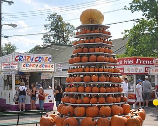A pumpkin display at the fair.